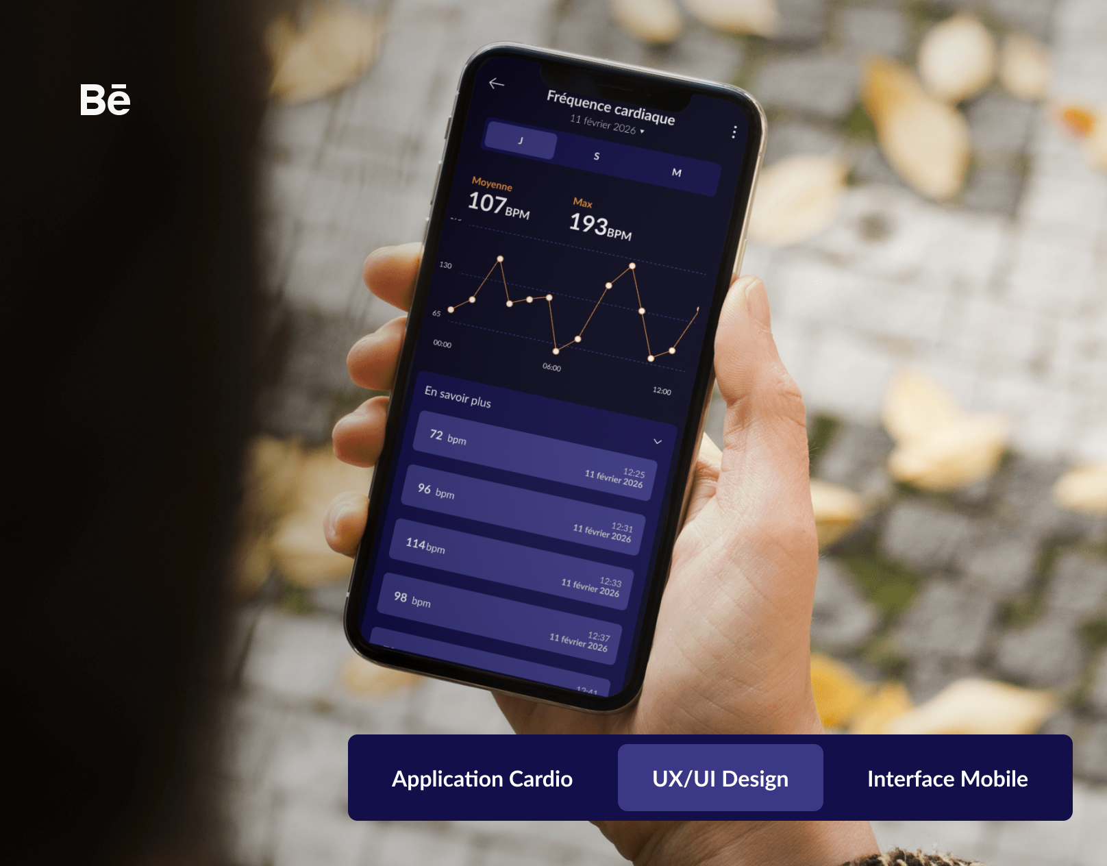 Projet design UX/UI de quelques écrans d'une app cardio